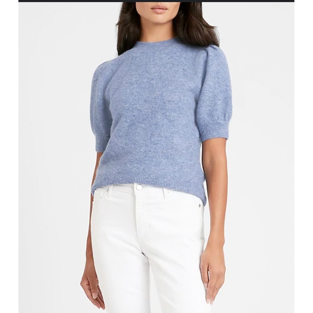 Banana Republic Alpaca Wool Blend‎ Puff Sleeve Sweater Blue Short Sleeve XL